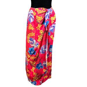 Jams World Floral Tropical Print Honolulu Hawaii Wrap Skirt Women's Size XL